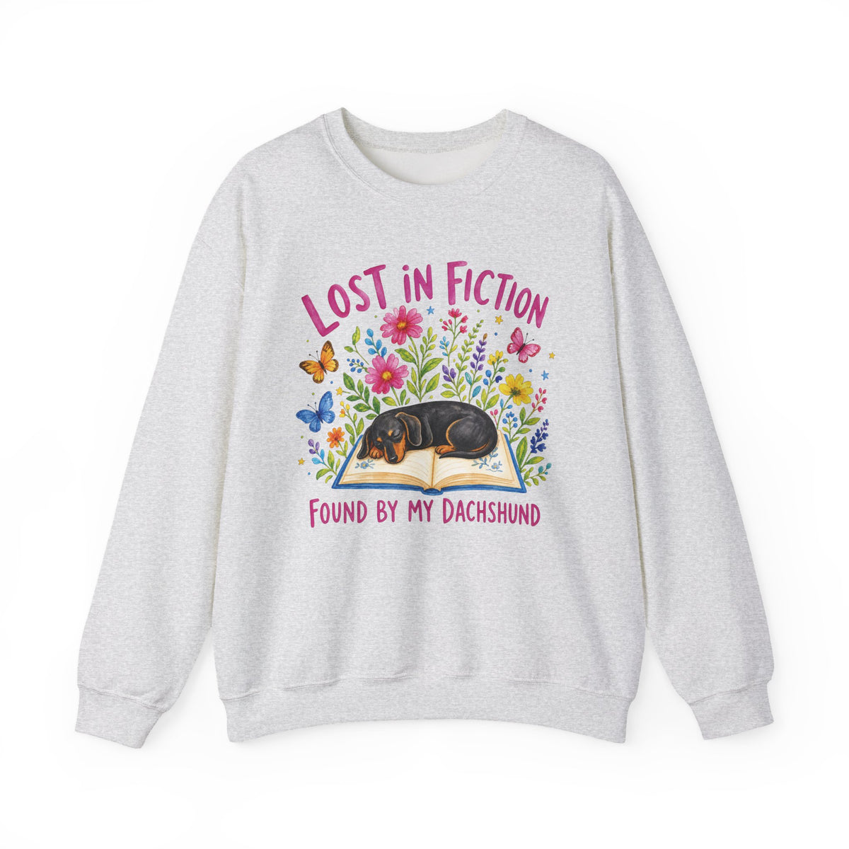 Ash Gildan 18000 unisex crewneck sweatshirt, front product mockup.