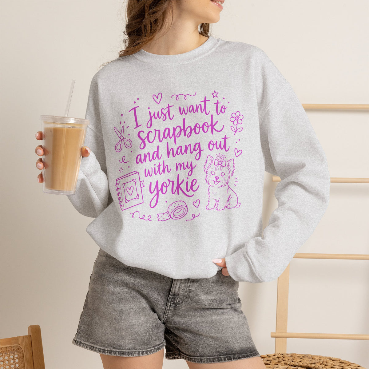 Lifestyle mockup of the My Therapist Fired Me Gildan 18000 sweatshirt.
