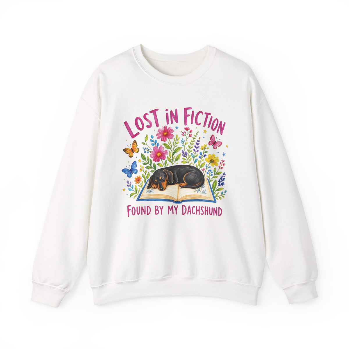 White Gildan 18000 unisex crewneck sweatshirt, front product mockup.