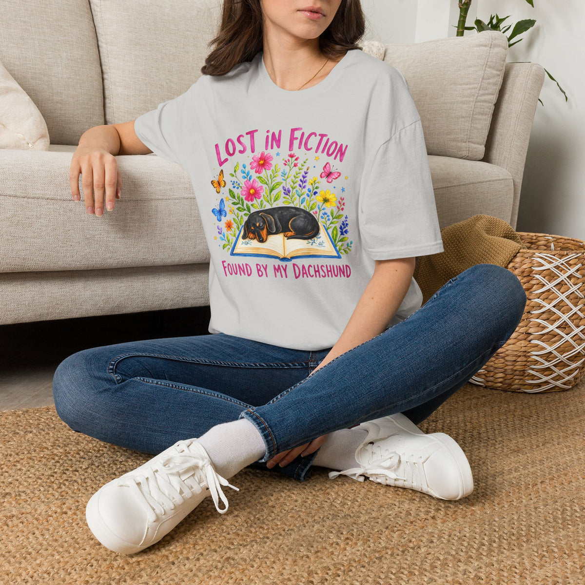 Lost in Fiction, Found by My Dachshund - T-Shirt
