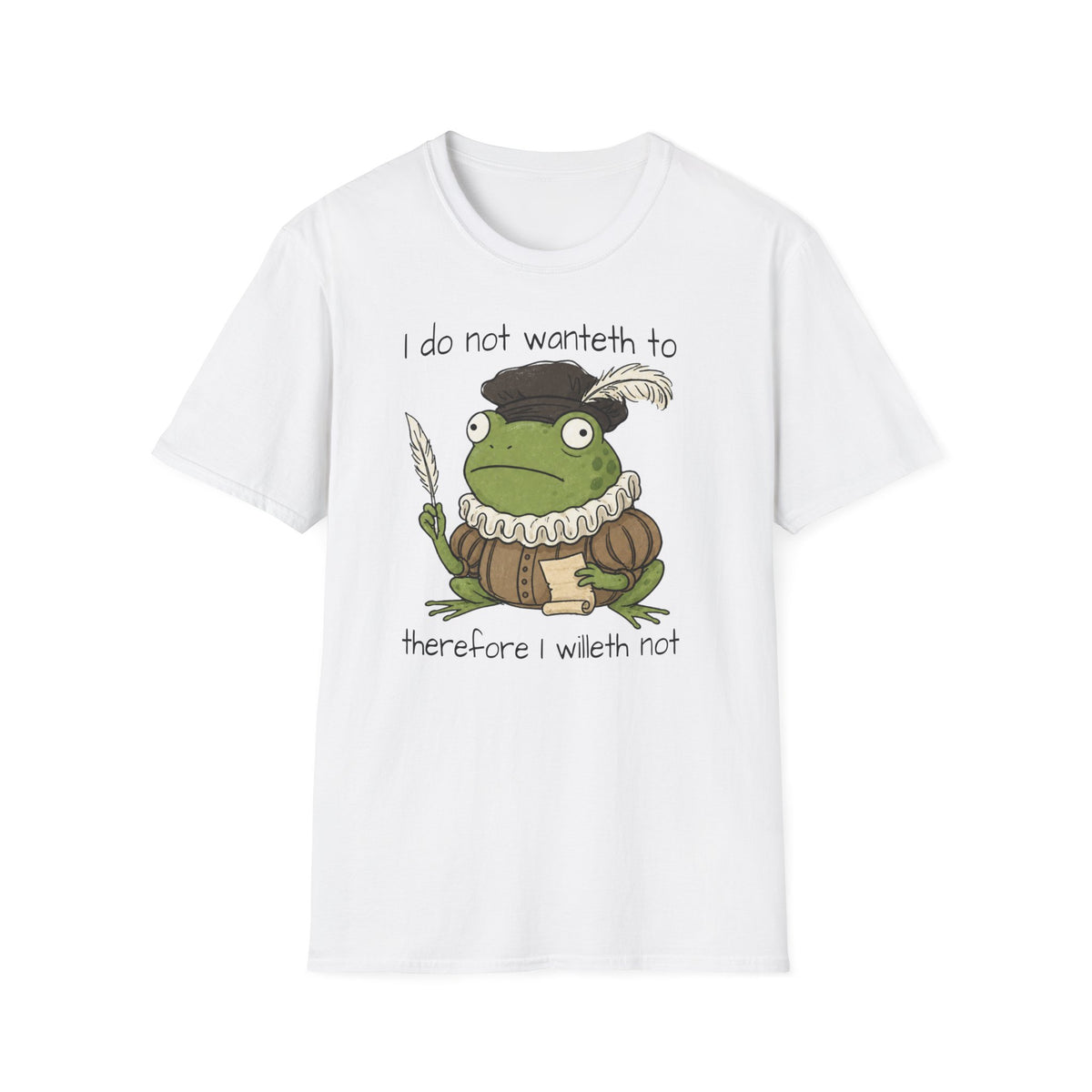 White Gildan 64000 T-shirt with My Therapist Fired Me design printed on the front.