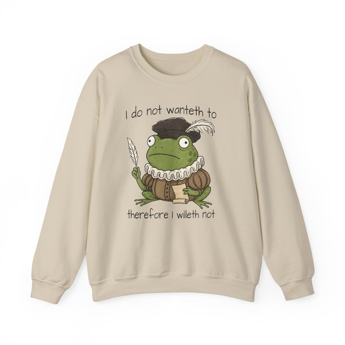 Sand Gildan sweatshirt with minimalist My Therapist Fired Me statement on front.
