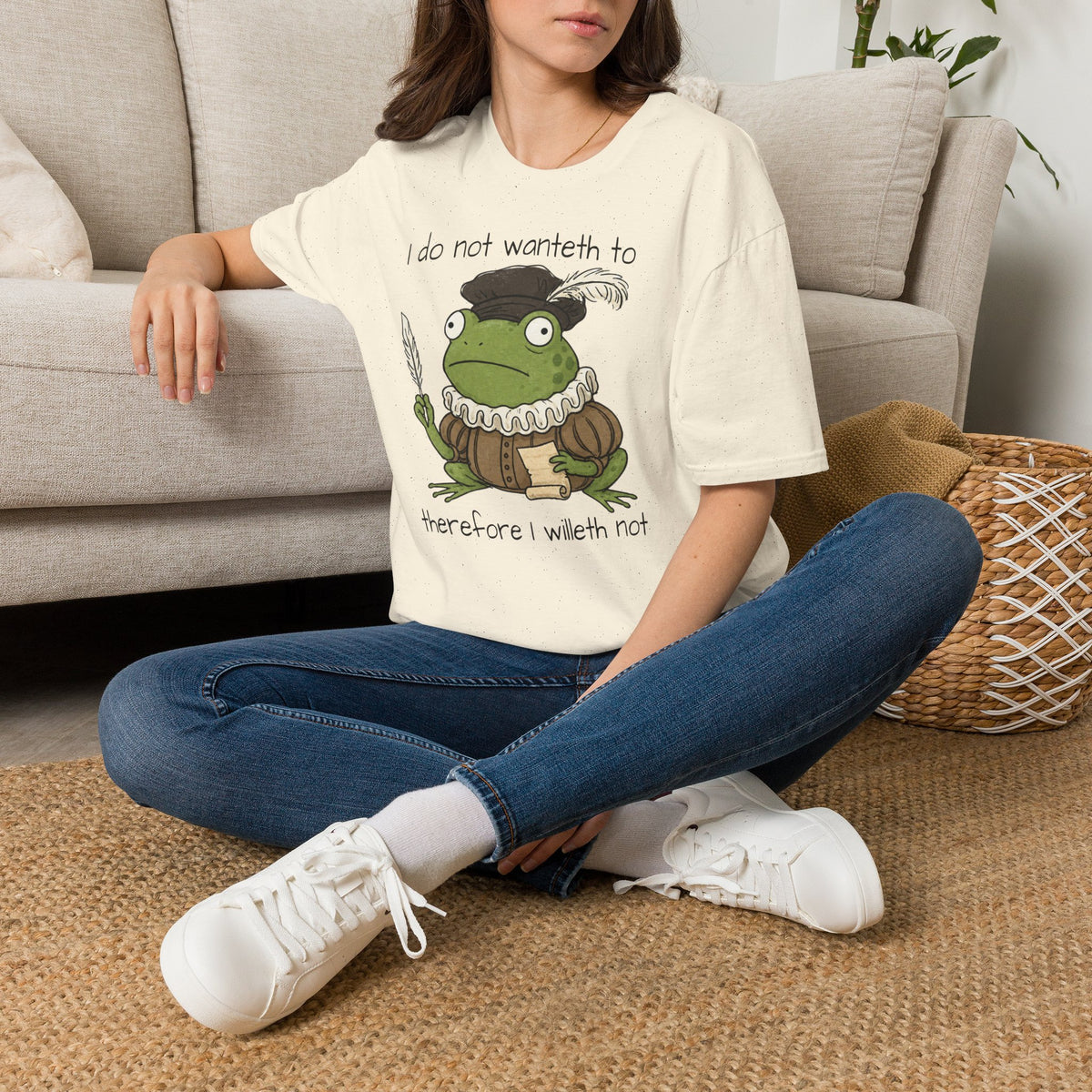 Lifestyle mockup of the My Therapist Fired Me Gildan 64000 T-shirt.