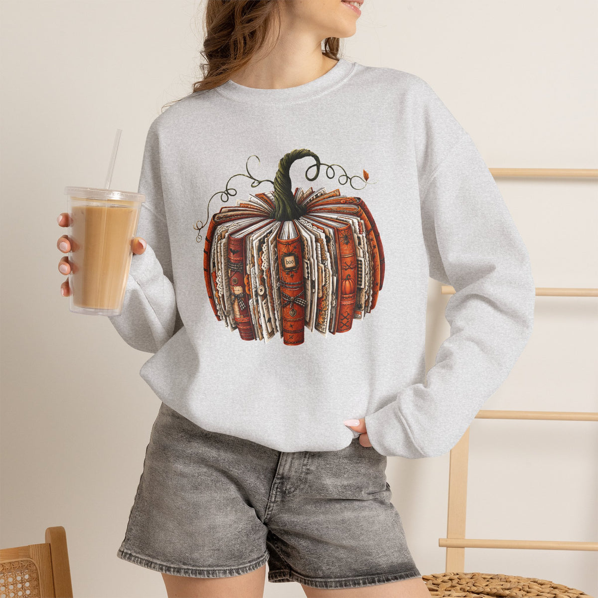 Ash Gildan 18000 sweatshirt with My Therapist Fired Me minimalist therapy quote.